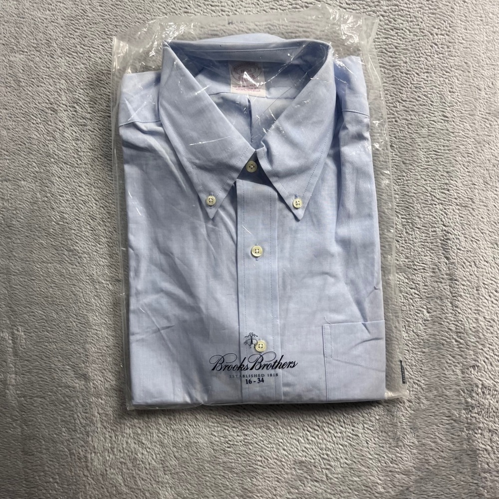 Brooks Brothers Mens Traditional Fit Cotton Dress Shirt Blue 16-34 17727